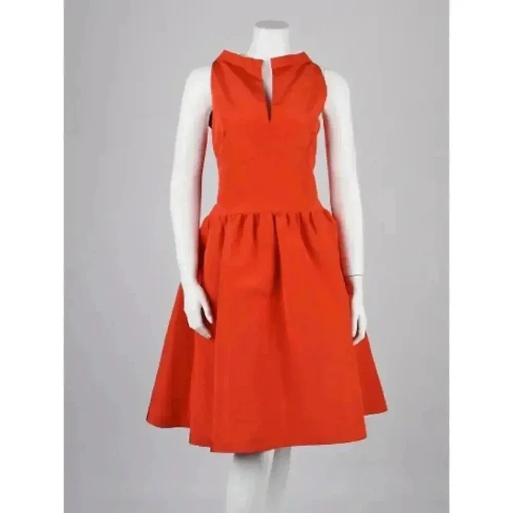 Oscar de la Renta Orange Silk Blend Sleeveless Cocktail Dress Size 8